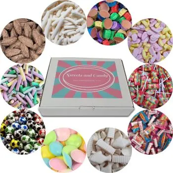 A selection of the best-selling retro sweets from your childhood in our retro pick and mix sweet hamper box!