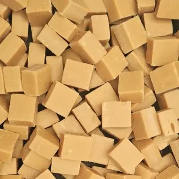 Traditional cubes of salted caramel flavour fudge