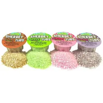 Retro sweets - A pack of 15 little tubs of fruit flavour sherbet!