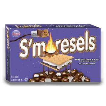American Sweets - S'morsels Theatre box full of marshmallow and graham biscuit American candy bites covered in chocolate