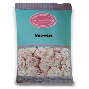 Snowies - 1Kg Bulk bag of retro white chocolate flavour candy buttons with a non peril candy topping!