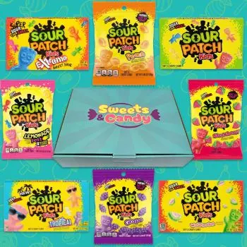 A variety of Sour Patch American Sweets in our Sweets and Candy Hamper Box