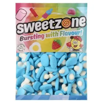 Retro Sweets - A bulk 1kg bag of Sweetzone Giant Blue Raspberry Mushrooms sweets