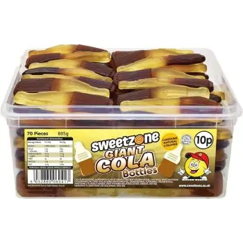 Sweetzone Giant cola bottles sweets in a bulk plastic tub