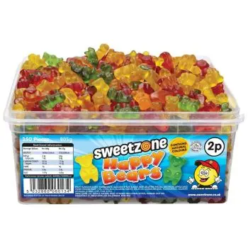 Sweetzone Happy bears sweets in a bulk plastic tub