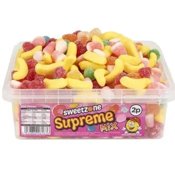 Sweetzone supreme mix in a bulk plastic tub