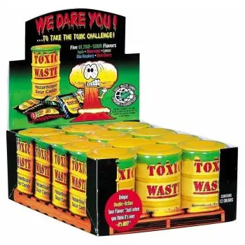Retro Sweets - Toxic Waste comes packed with an assortment of super - sour flavours including Lemon, Watermelon, Black Cherry, Apple and Blue Raspberry