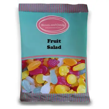 Vegan Fruit Salad - 1Kg Bulk bag of vegan fruit flavour gummy sweets in the shape of fruits!