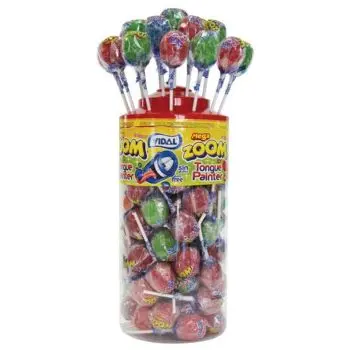 A full jar of Vidal tongue painter lollies with a bubblegum centre