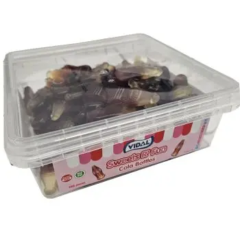 Retro Sweets - Cola flavour gummy sweets shaped like bottles in bulk tubs