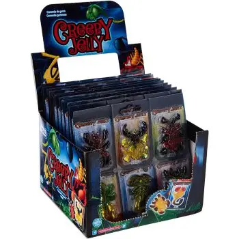 A full box of creepy jelly sweets in the shape of spiders, scorpions and creepy crawlies