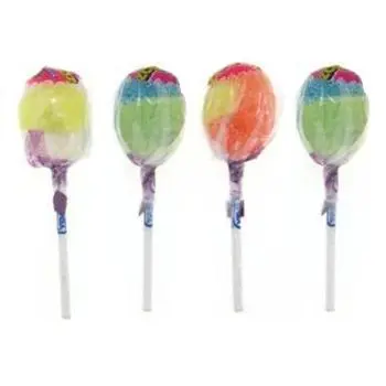 Super sour flavour vidal lollipops with a chewy bubblegum centre