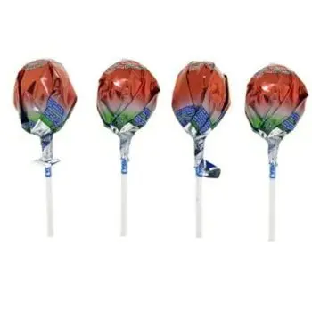 Watermelon flavour Vidal lollipops with a chewy bubblegum centre