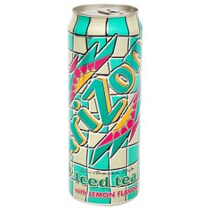 A large 680ml can of Arizona Iced Tea with lemon