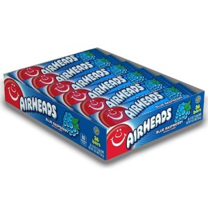 American Sweets - A full case of blue raspberry flavour chewy American candy bars.