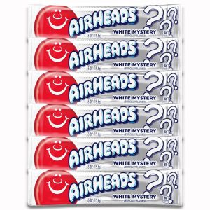 American Sweets - A pack of 6 White Mystery flavour Airheads, chewy American candy bars.