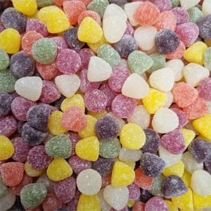 Taveners traditional american hard gum sweets, fruit flavour gummy sweets covered in sugar