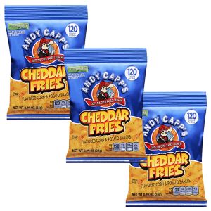 American Sweets - A pack of 3 Andy Capps Cheddar flavour American crisps shaped like fries!