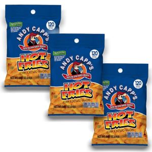 American Sweets - A pack of 3 Andy Capps Hot flavour American crisps shaped like fries!