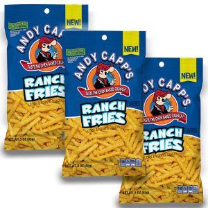 American Sweets - A pack of 3 large 85g bags of Andy Capp's Ranch Fries American Crisps.