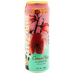 A can of Arizona Georgia Peach Green Tea 685ml