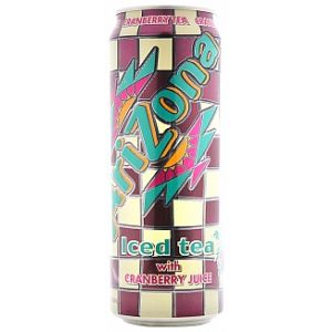 A large can of Arizona Iced Tea with Cranberry juice