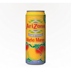 A large can of Arizona Mucho Mango, fruit juice American drink.