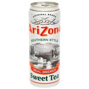 A large can of Arizona Southern Style Sweet Tea