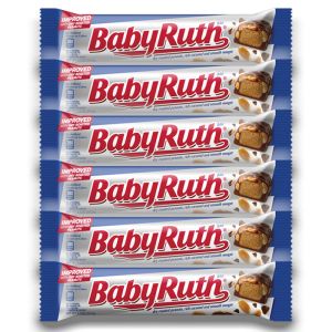 American Sweets - A pack of 6 Baby Ruth American candy bars made with peanuts, caramel and smooth nougat.