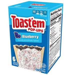 A box of Blueberry flavoured Pop Tarts, American sweets imported to the UK