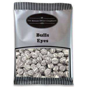 Pick and Mix Sweets - 1Kg Bulk bag of Bulls Eyes, traditional black and white boiled sweets with a peppermint flavour.