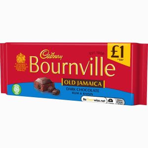 Cadbury Bournville dark chocolate bar with rum flavoured raisins