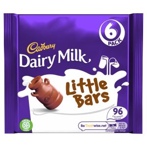 A multipack of 6 little dairy milk bars of chocolate