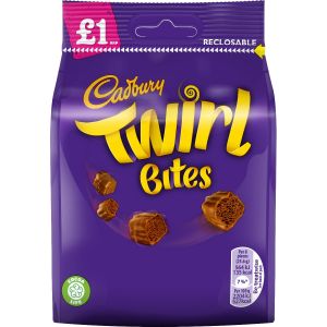 A share size bag of Cadbury Twirl Bites, retro chocolate sweets
