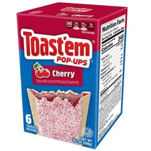 A box of Cherry flavoured Pop Tarts, American sweets imported to the UK