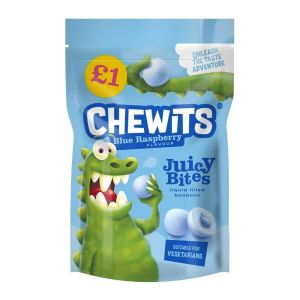 Chewits blue raspberry flavour bon bons with a juicy liquid filled centre