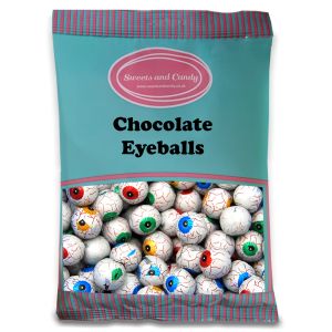 A bulk 1kg bag of Milk chocolate balls in a Halloween themed eyeball wrapper