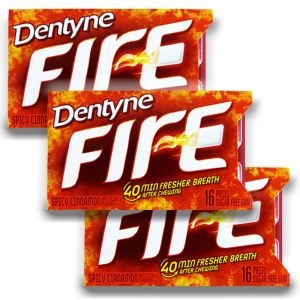 American Sweets - A pack of 3 Dentyne Fire cinnamon flavour American chewing gum