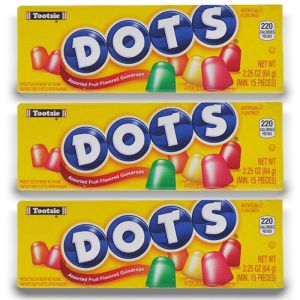 American Sweets - A pack of 3 Tootsie Dots fruit flavour American candy gum drops