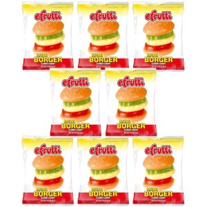 American Sweets - A pack of 8 fruit flavour gummy sweets shaped like burgers
