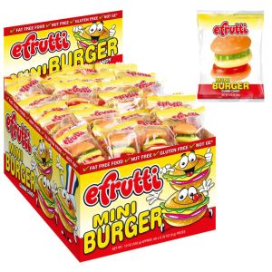 American Sweets - A full box of 60 fruit flavour gummy sweets shaped like burgers