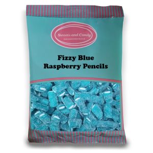 Fizzy Blue Raspberry Pencils - 1Kg Bulk bag of retro fizzy blue raspberry sweets with a fondant centre