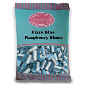 Fizzy Blue Raspberry Slices - 1Kg Bulk bag of retro fizzy blue raspberry flavour sweets