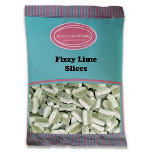 A bulk 1kg bag of fizzy lime slices