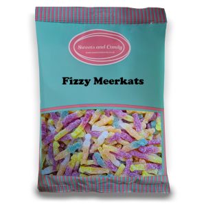 Vegan Fizzy Meerkats - 1Kg Bulk bag of vegan fruit flavour gummy sweets with a fizzy sugar coating in the shape of cute Meerkats!