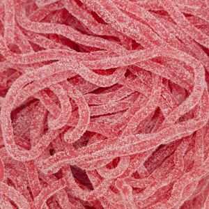 Fizzy strawberry sweets in the shape of laces!