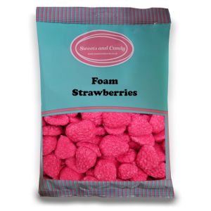 Foam Strawberries - 1Kg Bulk bag of retro foam sweets shaped like strawberries