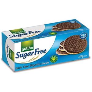 A sugar free digestive biscuit with a dark chocolate topping