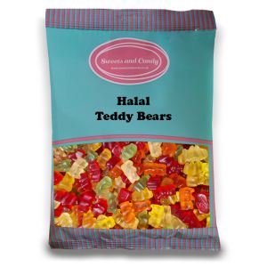 Halal Pick and Mix Sweets - 1kg Bulk bag of Halal Teddy Bears, fruit flavour jelly sweets in the shape of cute teddy bears.