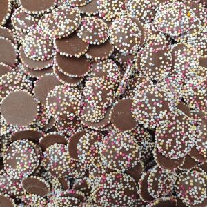 Pick and Mix Sweets - A 3kg box of Milk chocolate flavour buttons with multicoloured sprinkles on top